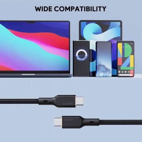 Aukey CB-KCC101 Circlet Blink Aramid Fiber USB C to C Cable -1m